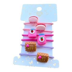 5/$25 Melody Cute Girl's Pink and Purple Hair Ties with Charms Ponytail Holders